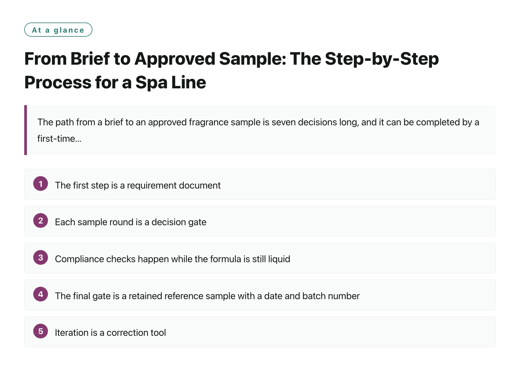 From Brief to Approved Sample: The Step-by-Step Process for a Spa Line——全文要点速览